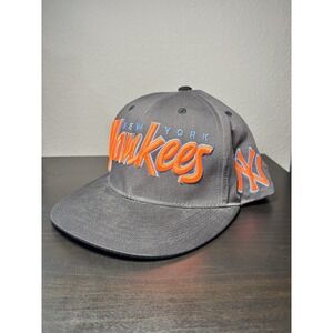New York Yankees 47 Trucker Hat MLB Retro Script Gray‎ Orange Blue
